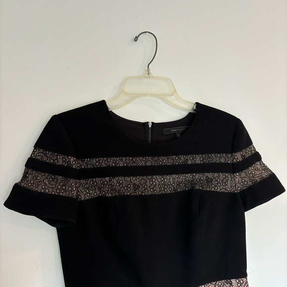 BCBG black knee length dress, size 8, with lace in panel cutouts - Picture 3 of 8